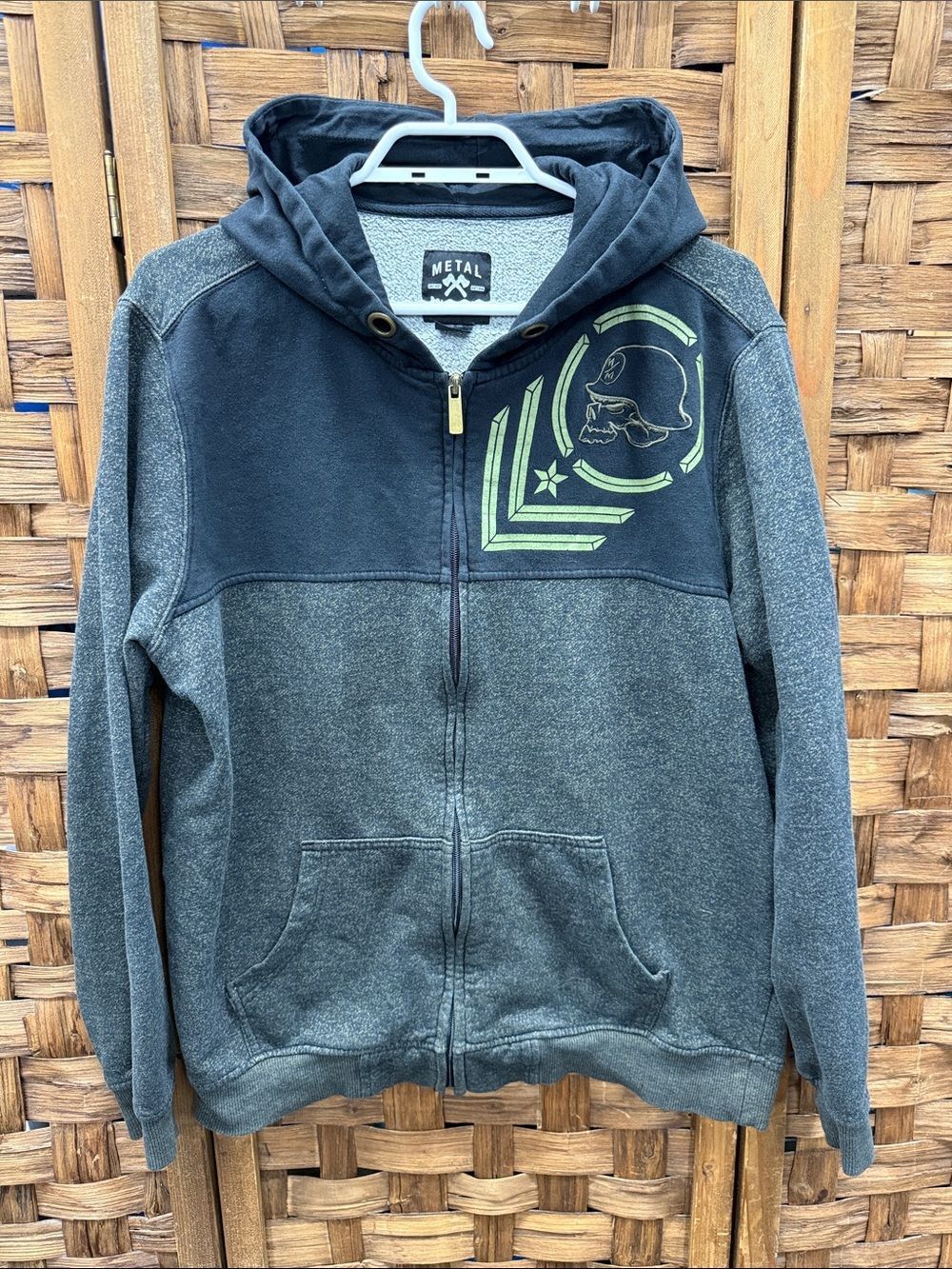 Vintage Metal Mulisha Black and Charcoal Hoodie with Lime Graphic